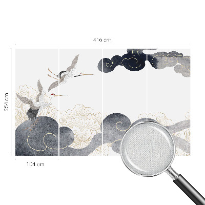Removable wall mural with a cranes in flight design