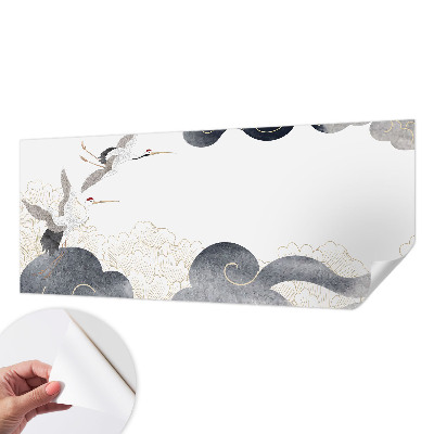 Removable wall mural with a cranes in flight design