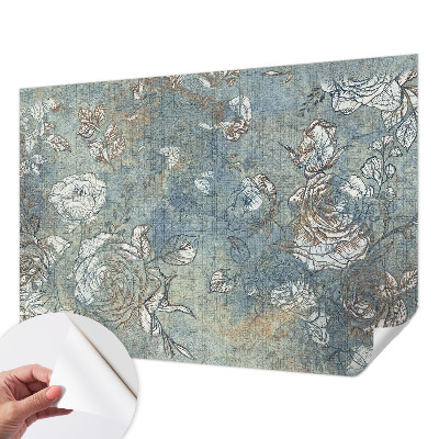 Peel and stick wall mural for living room with a romantic roses design