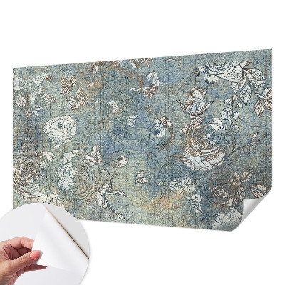 Peel and stick wall mural for living room with a romantic roses design