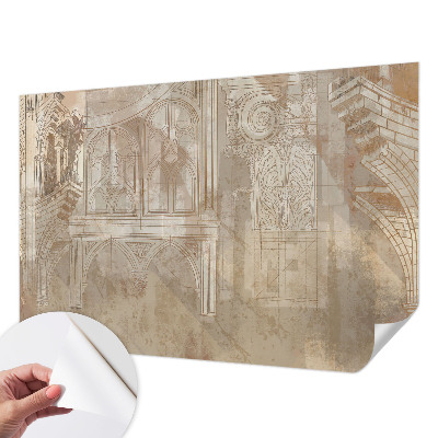 Removable wall mural wallpaper with historical ornament motifs