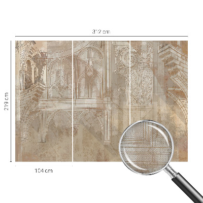 Removable wall mural wallpaper with historical ornament motifs