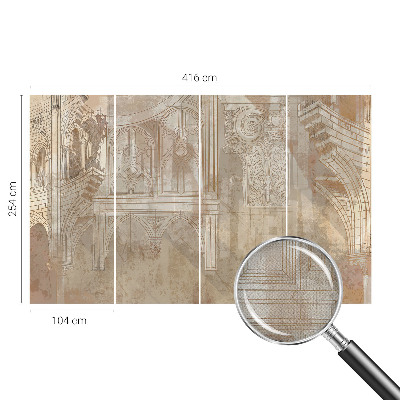 Removable wall mural wallpaper with historical ornament motifs