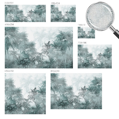 Peel and stick wall mural for kids' room with an exotic green botanical pattern