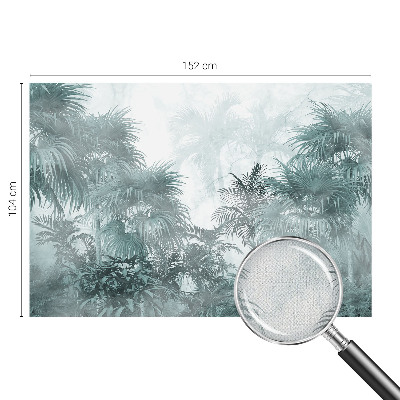 Peel and stick wall mural for kids' room with an exotic green botanical pattern