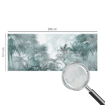 Peel and stick wall mural for kids' room with an exotic green botanical pattern