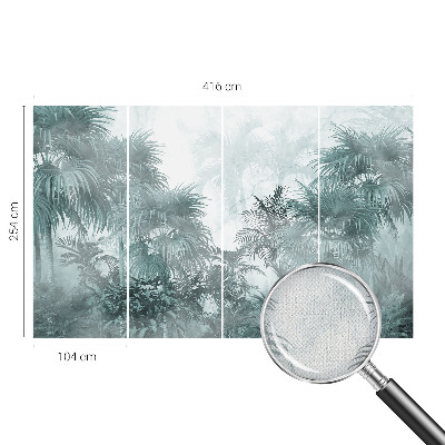 Peel and stick wall mural for kids' room with an exotic green botanical pattern