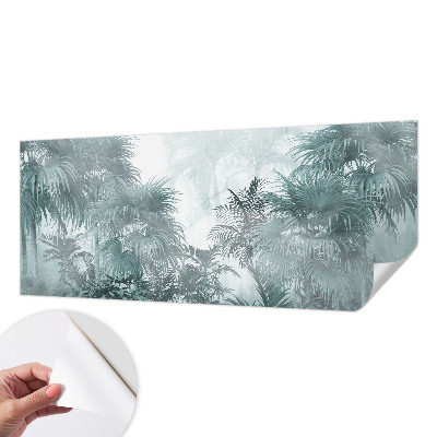 Peel and stick wall mural for kids' room with an exotic green botanical pattern