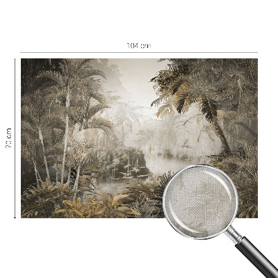 Nursery wall mural with a tropical forest design