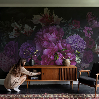 Baby room wall mural with a floral elegance design