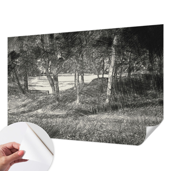 Peel and stick wall mural featuring a peaceful landscape