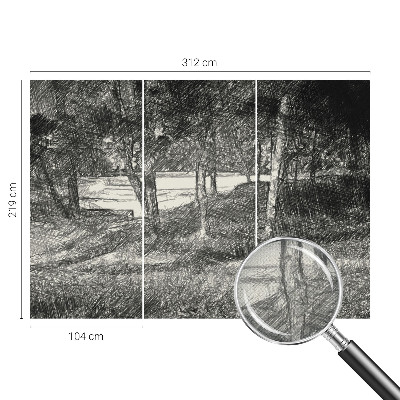 Peel and stick wall mural featuring a peaceful landscape