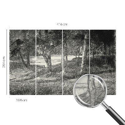 Peel and stick wall mural featuring a peaceful landscape