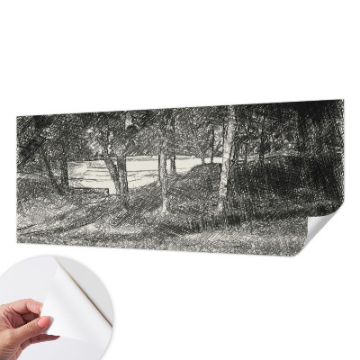 Peel and stick wall mural featuring a peaceful landscape