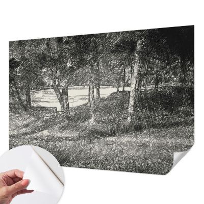 Peel and stick wall mural featuring a peaceful landscape