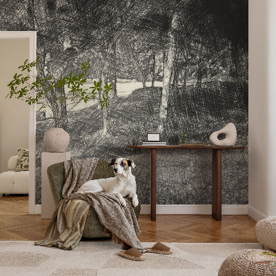 Peel and stick wall mural featuring a peaceful landscape