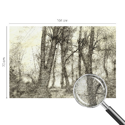 Self-adhesive wall mural with a forest melancholy design