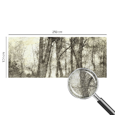 Self-adhesive wall mural with a forest melancholy design