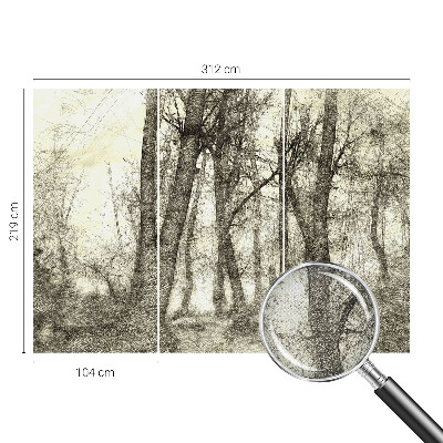 Self-adhesive wall mural with a forest melancholy design