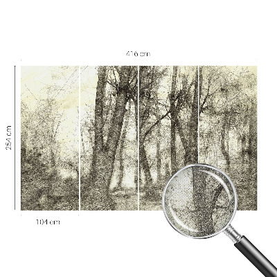 Self-adhesive wall mural with a forest melancholy design