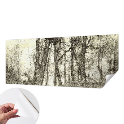 Self-adhesive wall mural with a forest melancholy design
