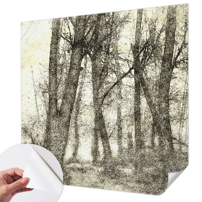 Self-adhesive wall mural with a forest melancholy design