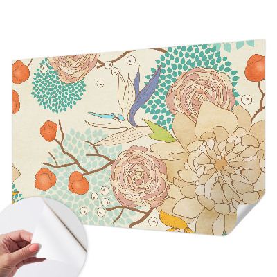 Self-adhesive photo wallpaper with a floral fantasy design