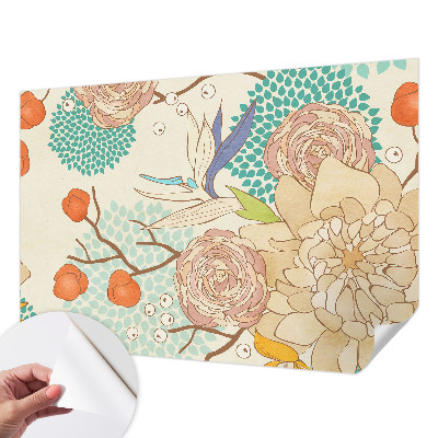 Self-adhesive photo wallpaper with a floral fantasy design