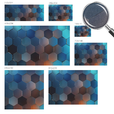 Peel and stick wallpaper mural with a blue hexagon pattern