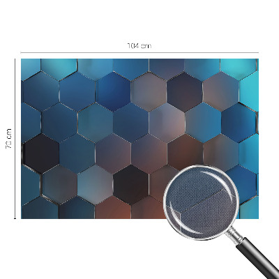 Peel and stick wallpaper mural with a blue hexagon pattern