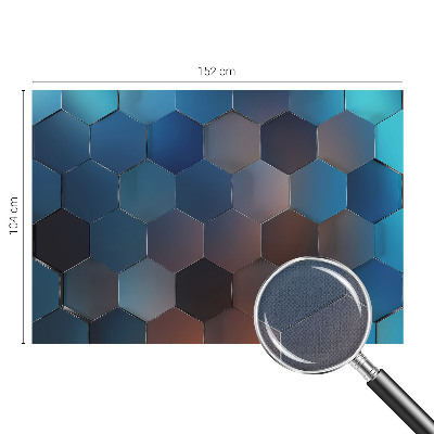 Peel and stick wallpaper mural with a blue hexagon pattern