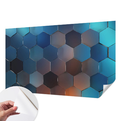 Peel and stick wallpaper mural Blue hexagons