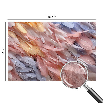 Stick-on wall mural with a pastel feathers design
