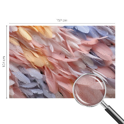 Stick-on wall mural with a pastel feathers design