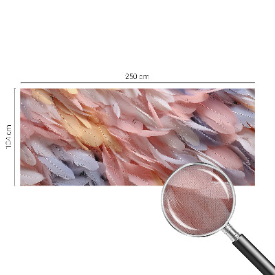 Stick-on wall mural with a pastel feathers design