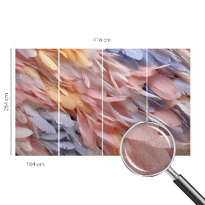 Stick-on wall mural with a pastel feathers design