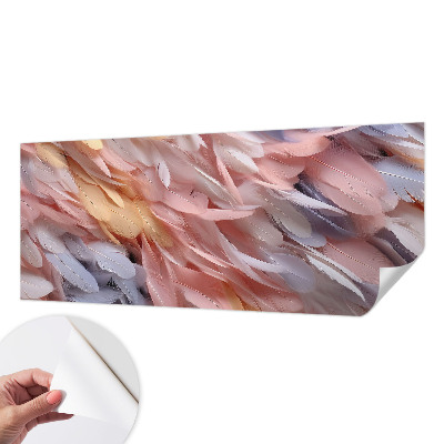 Stick-on wall mural with a pastel feathers design