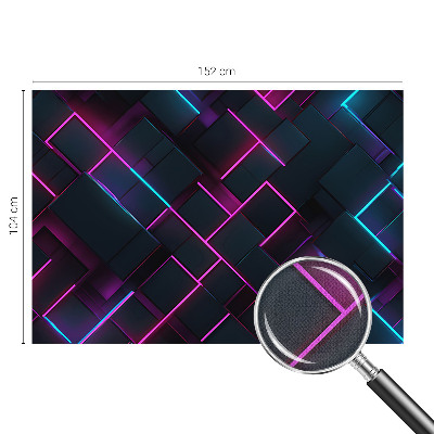 Removable wall mural with a neon geometric pattern