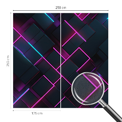 Removable wall mural with a neon geometric pattern