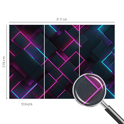 Removable wall mural with a neon geometric pattern