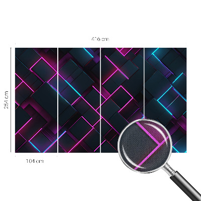 Removable wall mural with a neon geometric pattern