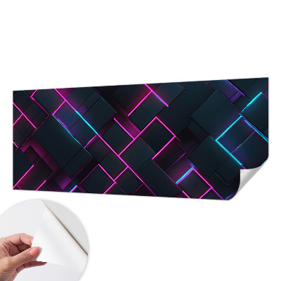 Removable wall mural with a neon geometric pattern