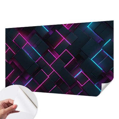 Removable wall mural with a neon geometric pattern