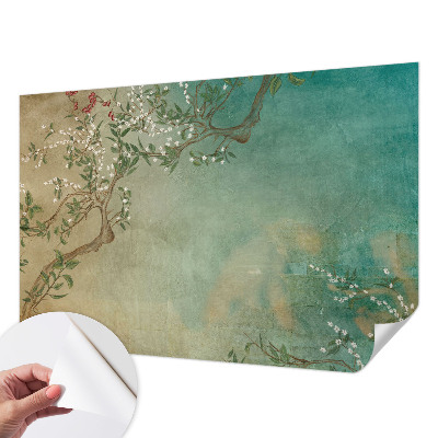 Peel and stick wall mural for bedroom with a floral harmony design
