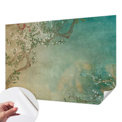 Peel and stick wall mural for bedroom with a floral harmony design