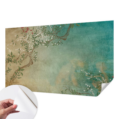 Peel and stick wall mural for bedroom with a floral harmony design