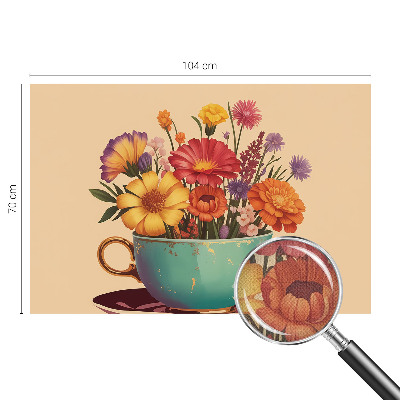 3D wall mural with a colorful bouquet design