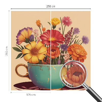 3D wall mural with a colorful bouquet design