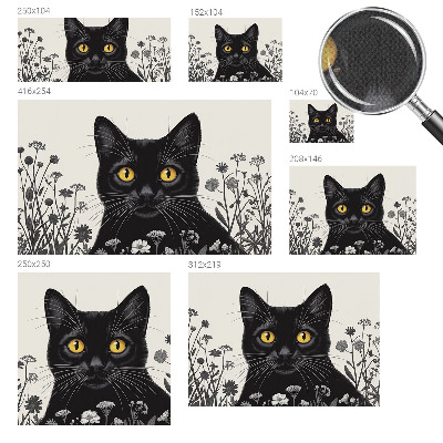 3D photo wallpaper mural Cat flowers