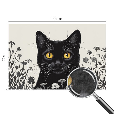 3D photo wallpaper mural with a cat and floral motif